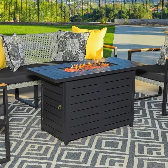 Kinger Home Ore 42-Inch Rectangle Propane Fire Pit Table