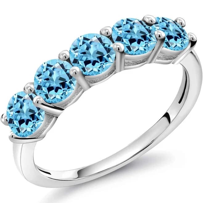 925 Silver Stackable Round Gemstone Birthstone Ring