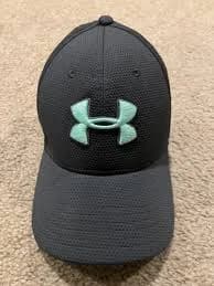 Men's Under Armour Fitted Gray Hat With Embroidered Green Logo Sz M/L