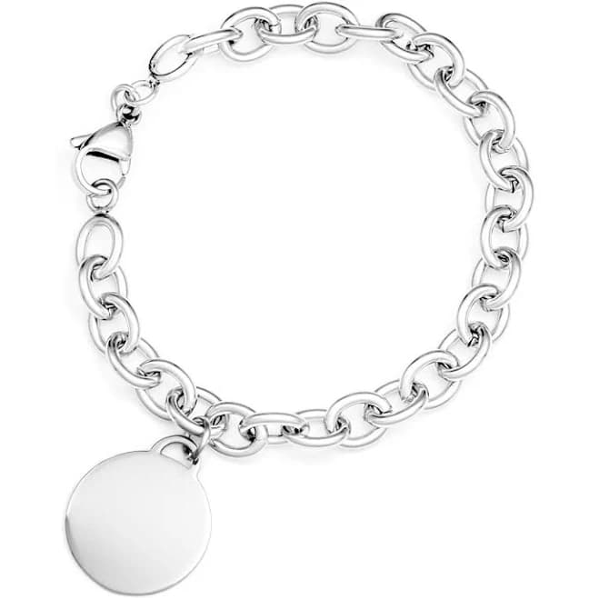 Women's Engraved Silver Stainless Charm Bracelet