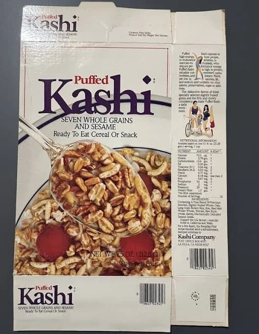 1990 Puffed Kashi Cereal Box Vintage