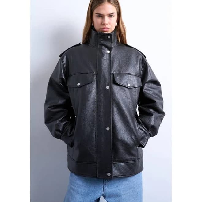 Topshop Oversized Faux Leather Jacket