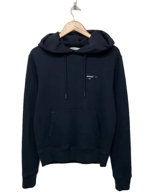 Off-white Black Hoodie With Logo, Slim Fit, Size Xs, Cotton,