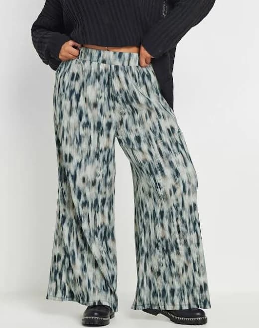 Yours Curve Abstract Wide Leg Trousers