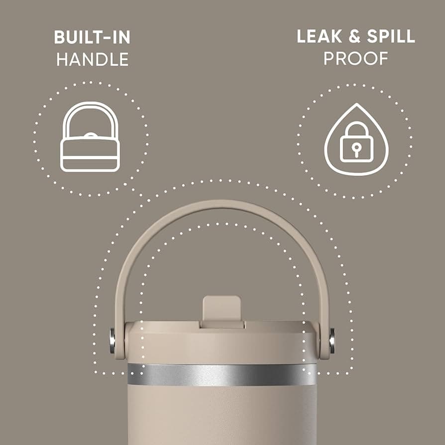 Amazon.com | Hydrapeak Nomad 32 oz Tumbler with Handle and Straw Lid, Leakproof, Double Insulated, 32oz Cup Stainless Steel (ST-Latte): Tumblers & Water Glasses