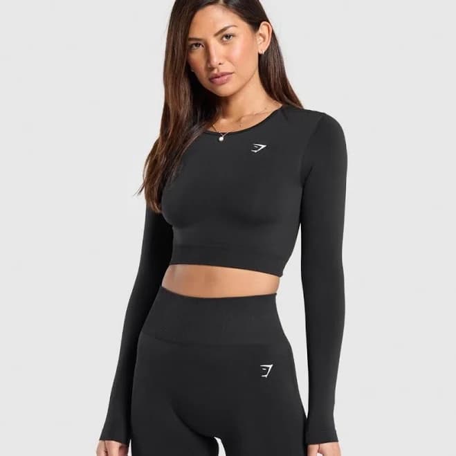 Gymshark Tops | Gymshark Black Long Sleeve Crop Top & Legging Bundle | Color: Black | Size: M | Pm-18343047's Closet