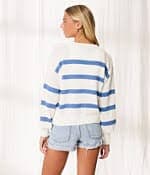 BKE Resort Edit - Striped Sweater - Women's Sweaters in White Blue Stripe | Buckle