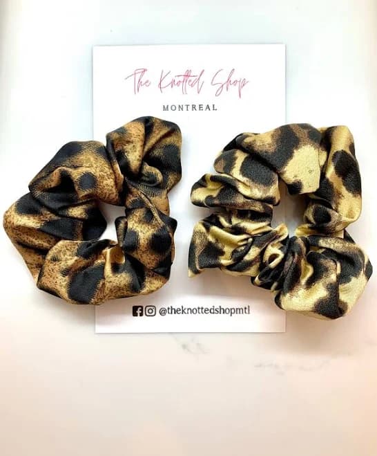 Satin Leopard Hair Scrunchies