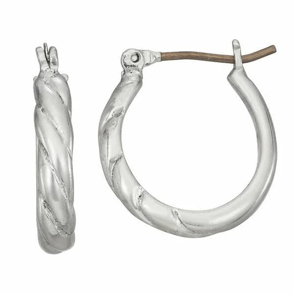"Classics" Silver-Tone Small Oval Hoop Earrings