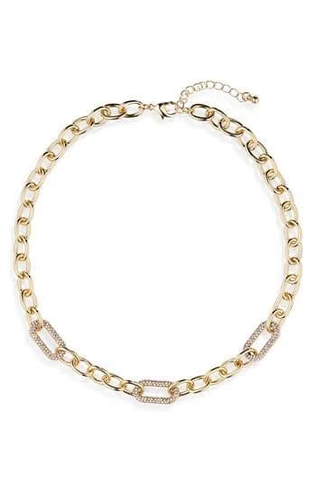 NORDSTROM RACK Chunky Link Pavé CZ Necklace in Clear- Gold at Nordstrom Rack