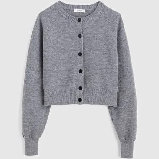 Madewell Women's Raglan-Sleeve Cropped Merino Wool Cardigan