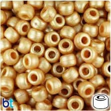 Gold Pearl Barrel Pony Beads