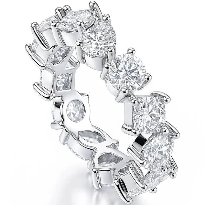 BERRICLE Sterling Silver CZ Cluster Eternity Band Ring