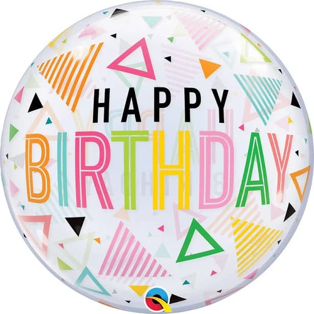 22" Happy Birthday Rainbow Triangles Orbz