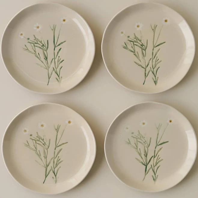 Jo's Pressed Floral Dessert Plate Set of Four