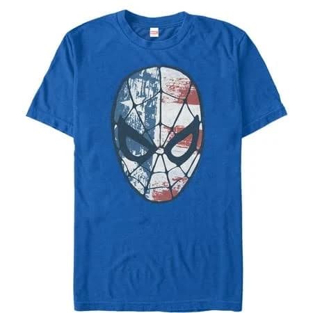 Marvel Men's Spider-Man American Flag Mask T-Shirt