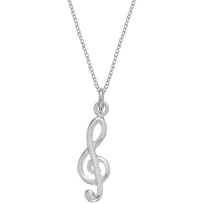 Sterling Silver Treble Clef Music Note Pendant Necklace