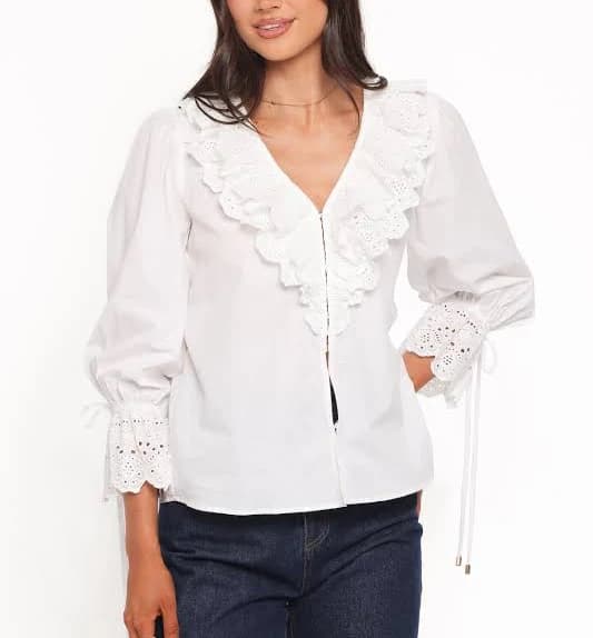 Petal & Pup Women's Aelwen Eyelet Trim Cotton Top
