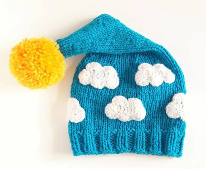 Baby Boy Long Tail Knit Hat with Pom Pom