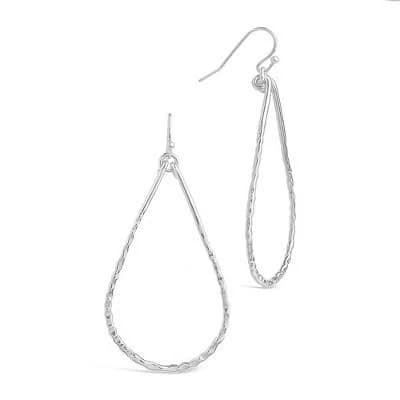 sterling forever Hammered Teardrop Dangle Earring-Rose