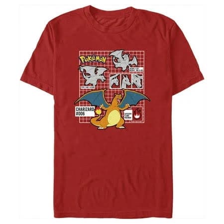 Pokemon Men's Charizard Info Grid Graphic T-Shirt