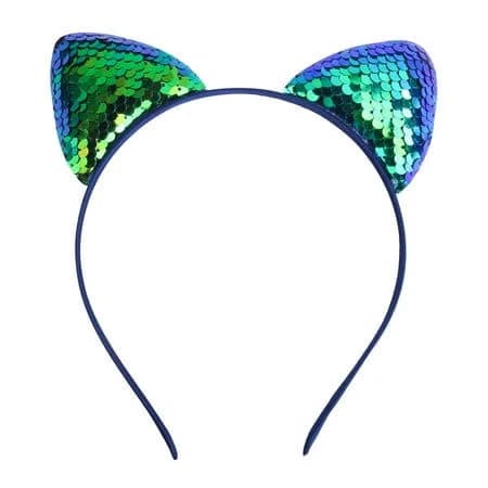 Fgnfyis Childrens Glitter Cat Ears Headband Sparkling Cartoon Festival Party Hair Accessory for Girls Dark Green One Size, Kids Unisex