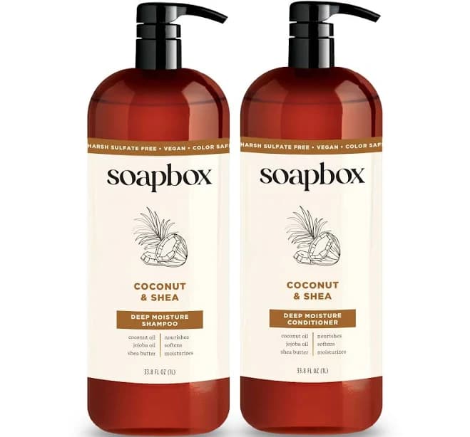 Shampoo and Conditioner Set with Coconut Oil, Jojoba Oil, Aloe and Shea Butter to Moisturize and Nourish for All Hair Types, 1 Liter Each (Pack of 2)