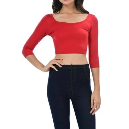 Auliné Collection Women's Trendy Scooped Neck and Back Crop Top