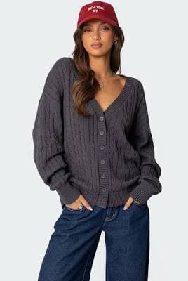 Edikted Women's Francine Oversized V-Neck Cardigan