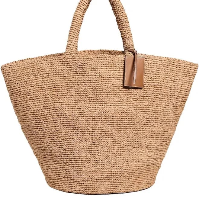 Manebi Logo-Tag Raffia Tote Bag
