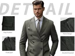 ETEVVU Beige Pink Double Breasted Suit for Men Formal 2 Piece Wedding Prom Double Breasted Blazer Groom Suit Pants Sets Size XS at Amazon Men's Clothing store