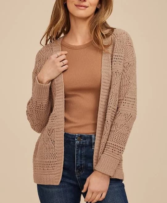 maurices Women's Mixed Pointelle Open Front Cardigan