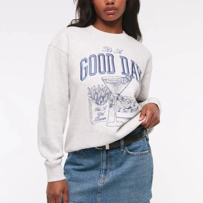 Abercrombie & Fitch Women's Good Day Graphic Sunday Crew