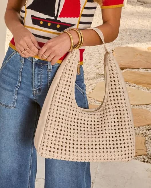 Zarae Woven Vegan Leather Tote Bag