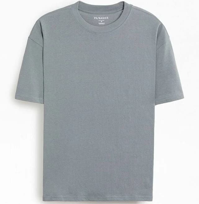 PS Basics Men's Gray Basic Oversized T-Shirt