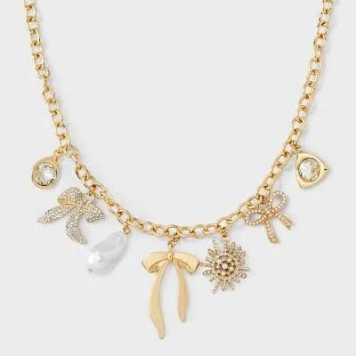A New Day Bow Charm Necklace
