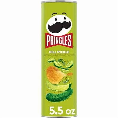 Pack of 2 Pringles Potato Crisps Chips, Lunch Snacks, On-the-Go Snacks, Dill Pickle, 5.5oz Can (1 Can), Size: 5.5 oz