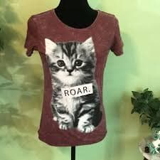 Well Worn | Tops | Womens Acid Wash Kitty Tshirt Size Xs | Poshmark