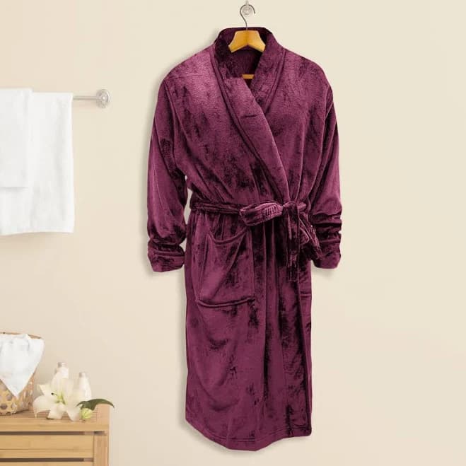 Elegant Comfort Women's Velvet Fleece Shawl Collar Bathrobe