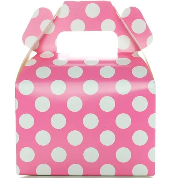 Hot Pink Polka Dot Favor Boxes: Candy Treat Boxes (12 Pack)