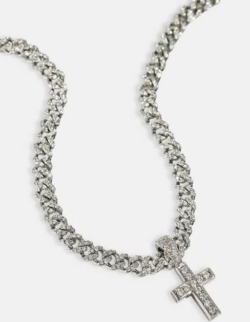 Cernucci Iced Drop Cross Cuban Chain