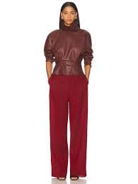 Victoria Beckham Dolman Leather Top in Port | FWRD