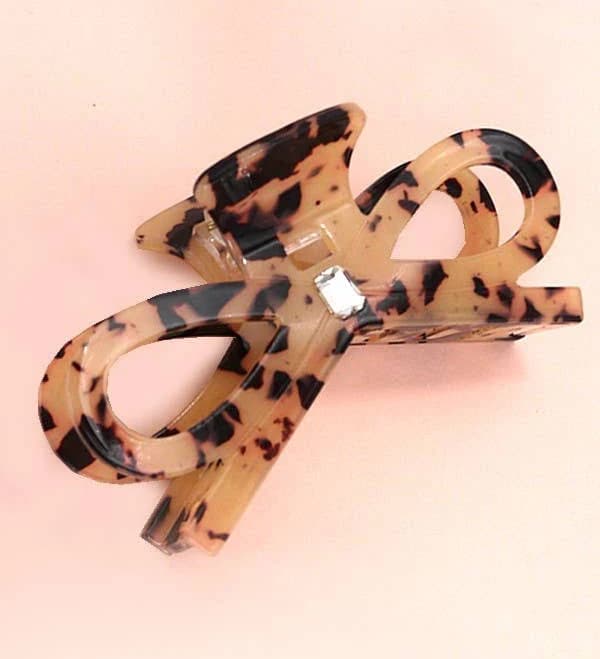 Maria Vincent Boutique Rhinestone Bow Ribbon Hair Claw Clips