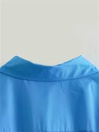 Amazon.com: Camisa corta de manga larga con cuello vuelto hacia abajo para mujer, color sólido, corte ajustado, top de un solo pecho, Azul : Ropa, Zapatos y Joyería