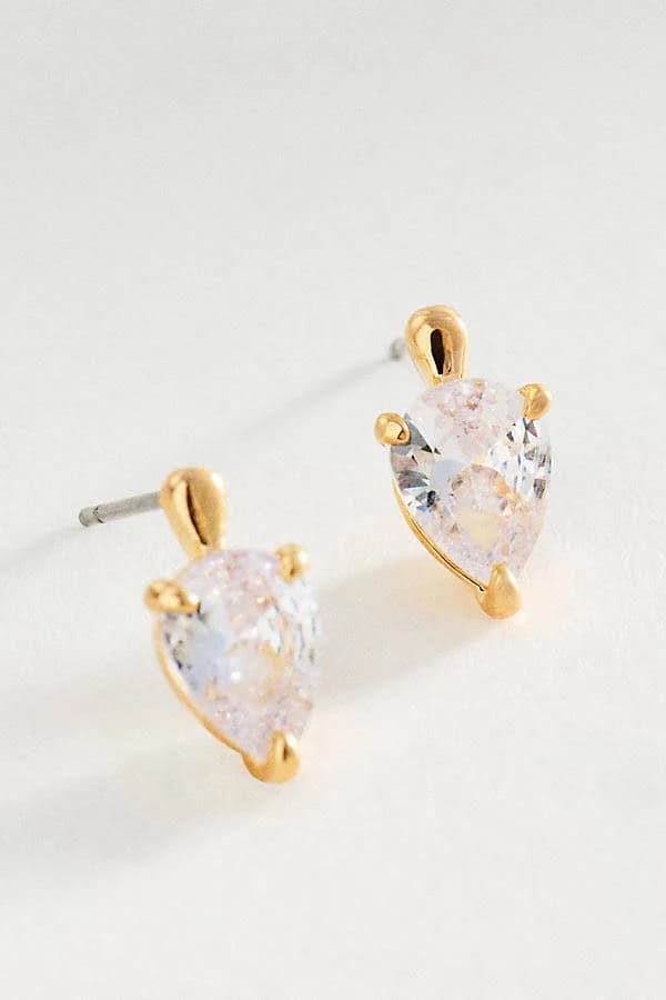 Anthropologie Teardrop Crystal Stud Earrings