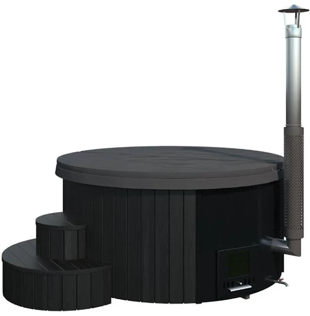 Hot Tub with Integrated Stove Black Edition 1150 l