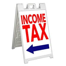 INCOME TAX LEFT ARROW Signicade 24x36 Aframe Sidewalk Sign Banner Decal | eBay