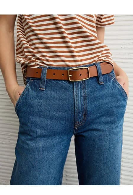 AE Women's Rectangle Buckle Leather Belt