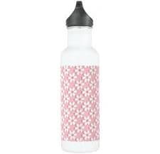 Pink & White Flower Pattern on Light Pink Stainless Steel Water Bottle