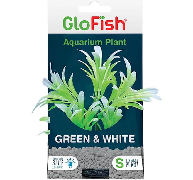 Glofish Artificial Green & White Leaf Plant
